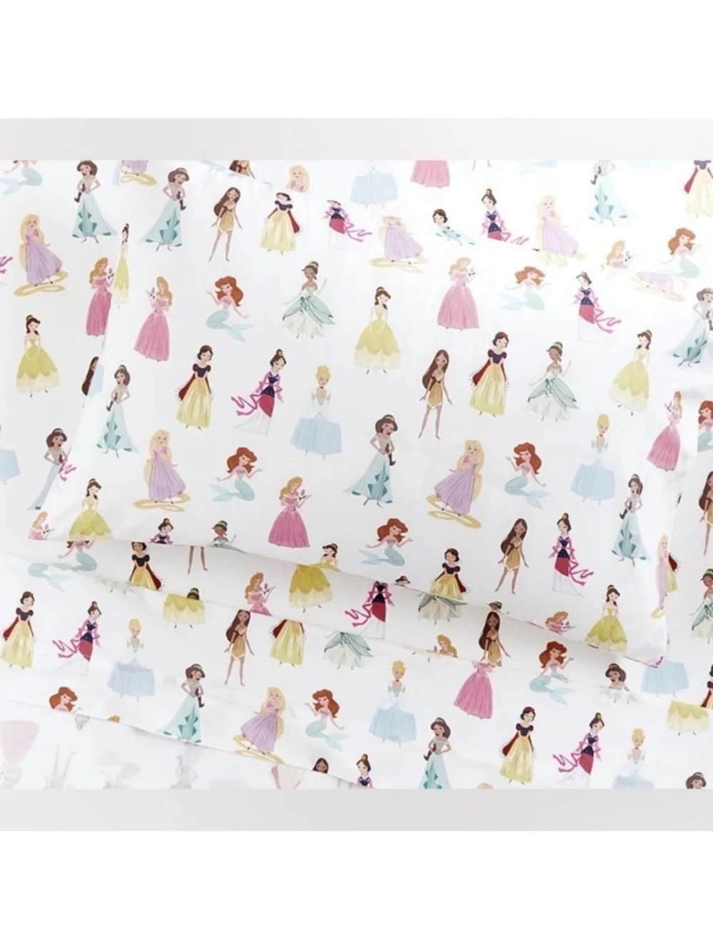 Pottery Barn Kids x Disney princesses watercolor castle bedding flat sheet twin